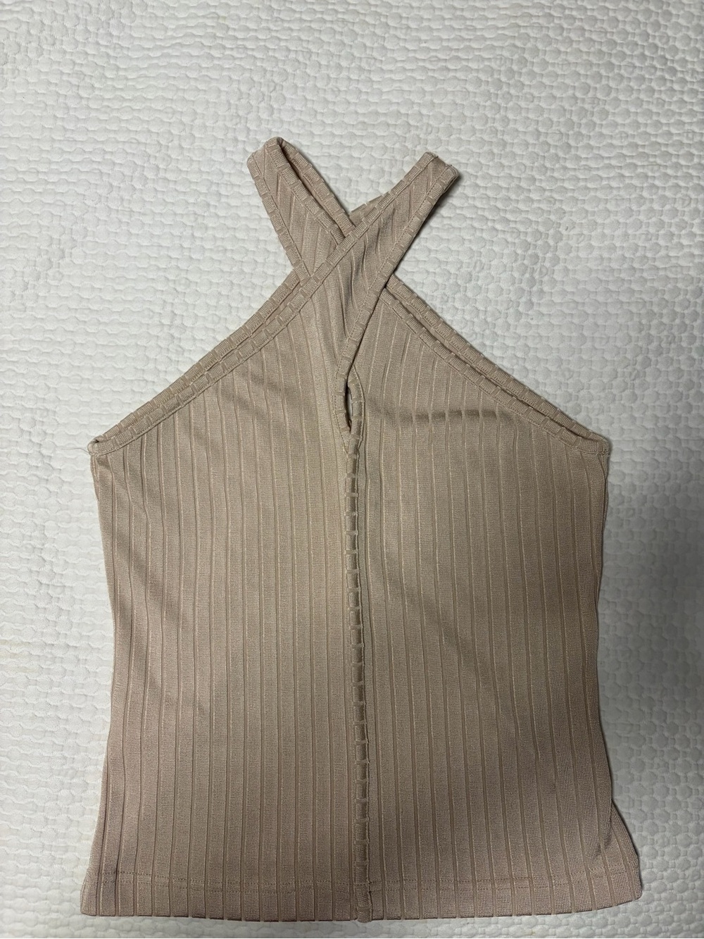 Club Monaco Neutral Ribbed Cross-Back Tank